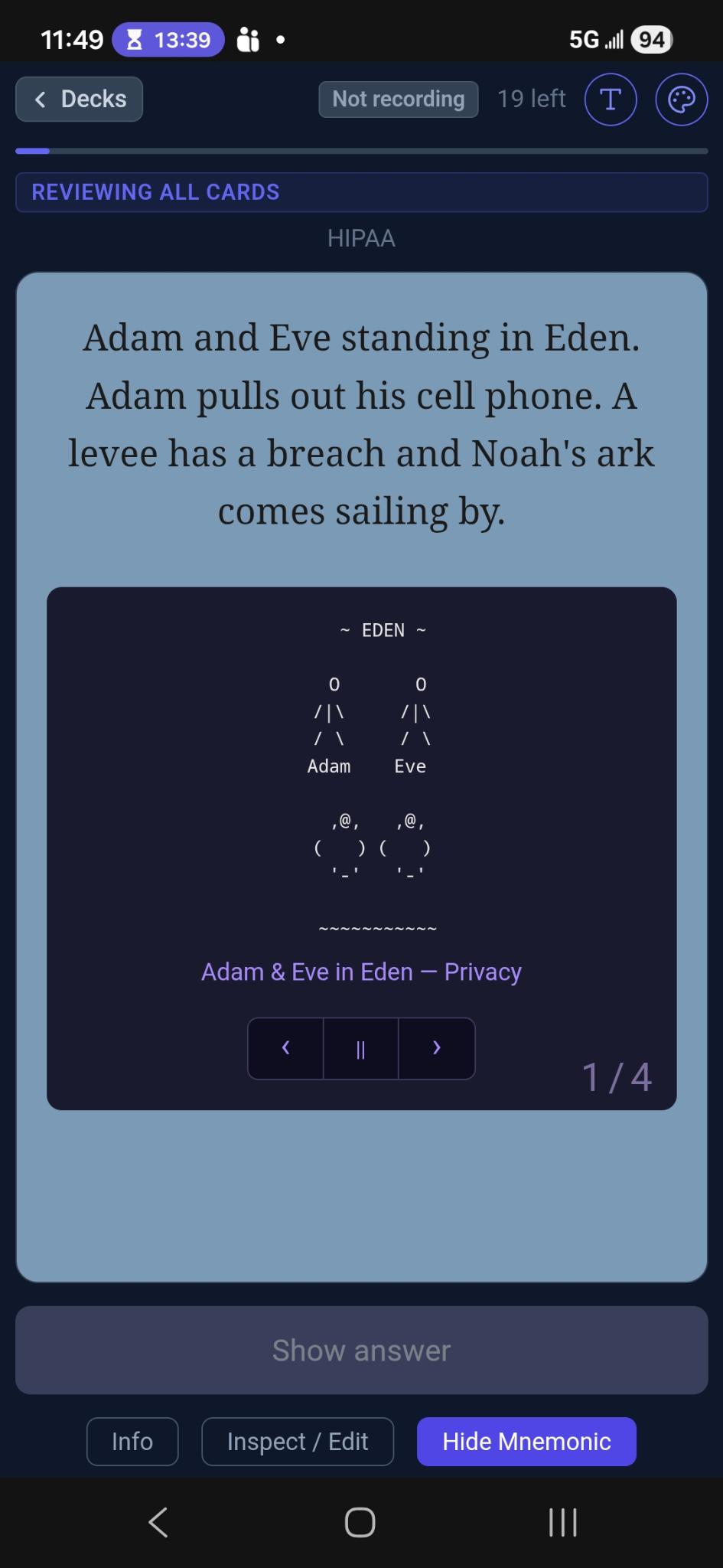 ASCII art mnemonic in Flipnem
