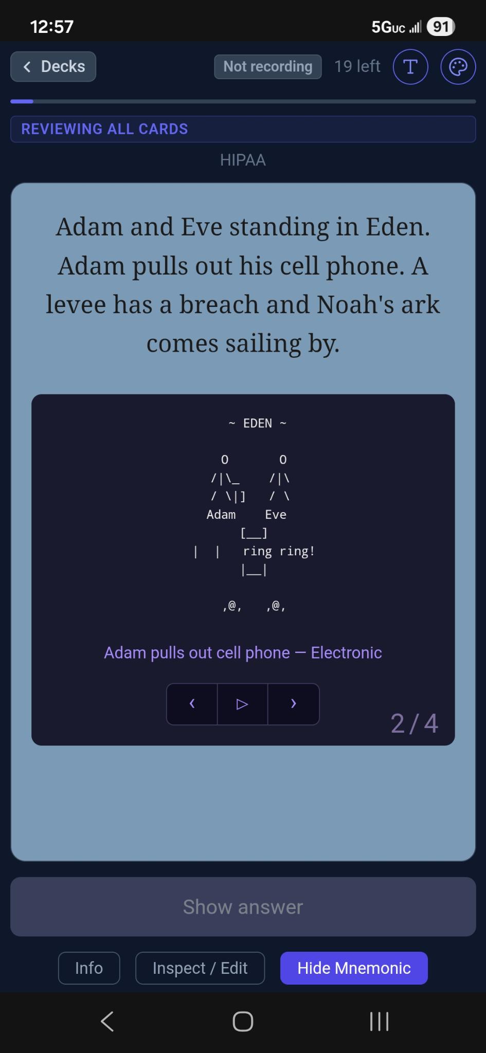 ASCII art mnemonic in Flipnem
